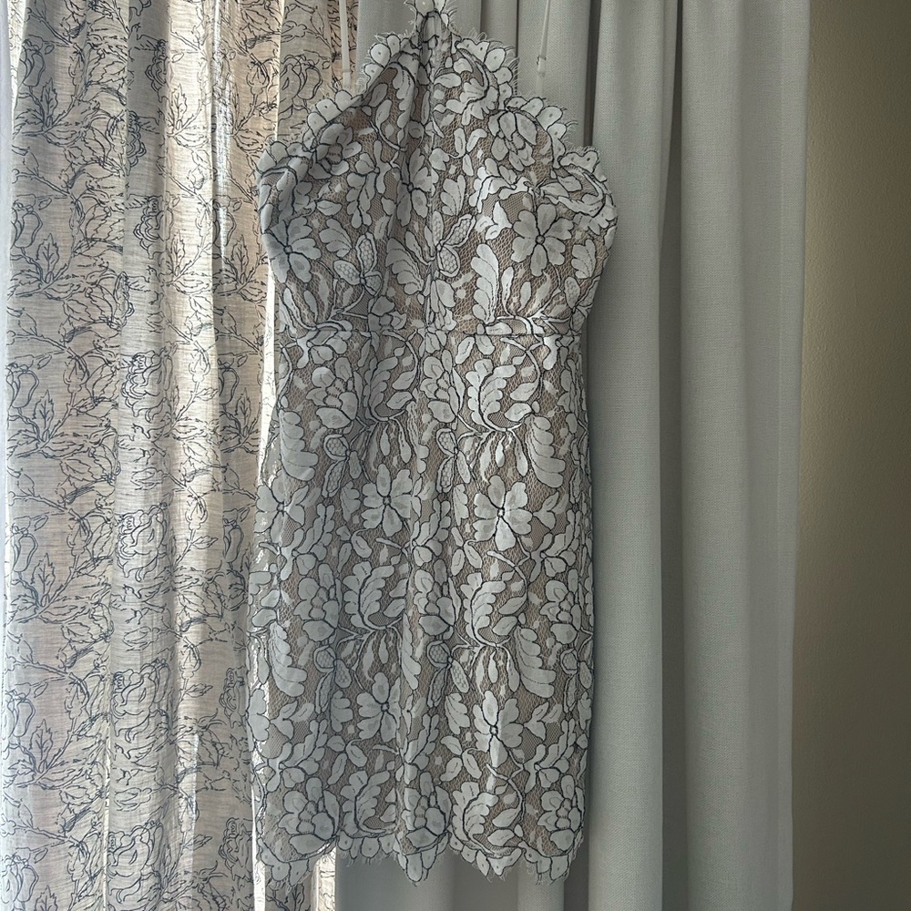 Lulu's White Floral Lace Backless Dress